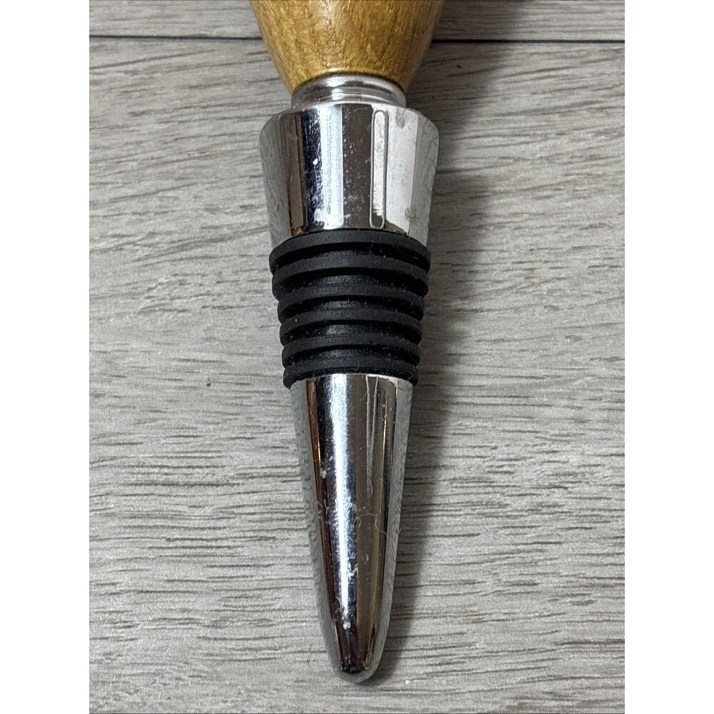 United States Army Wine Stopper and Cork Screw Wooden Top Metal Bottom Military
